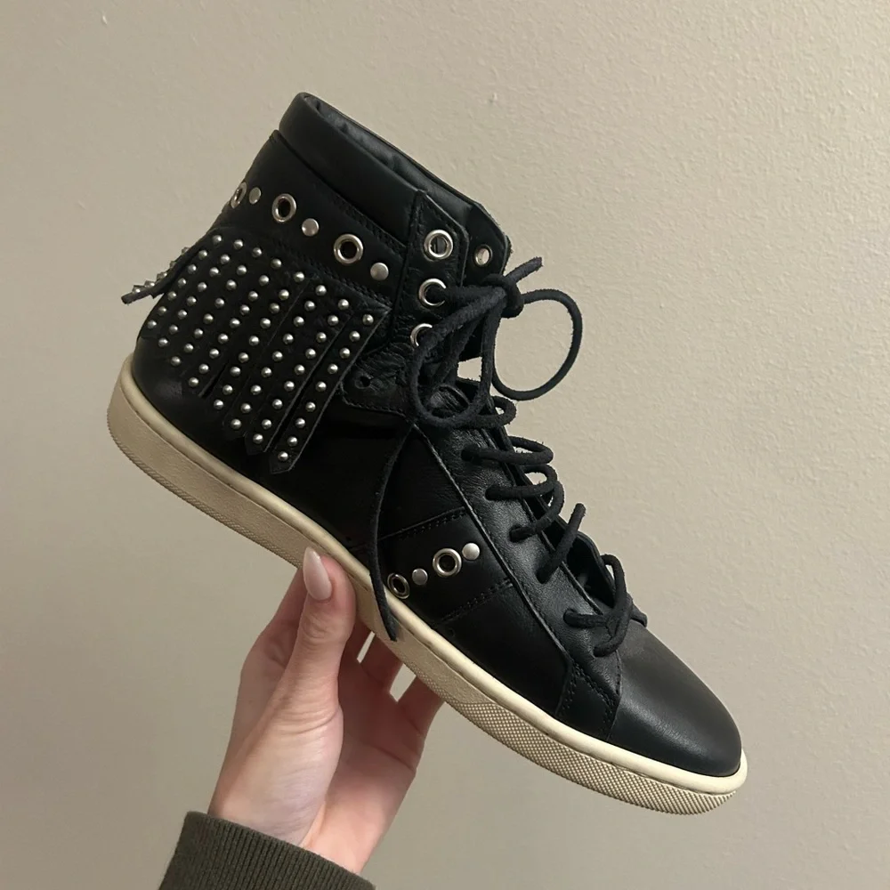 Saint Laurent Black Leather High-Tops - Picture 2 of 5